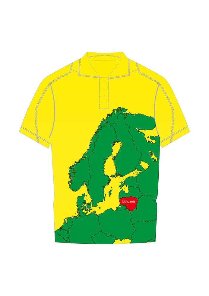 T-shirt design with flag of Lithuania. t-shirt vector template. European map.