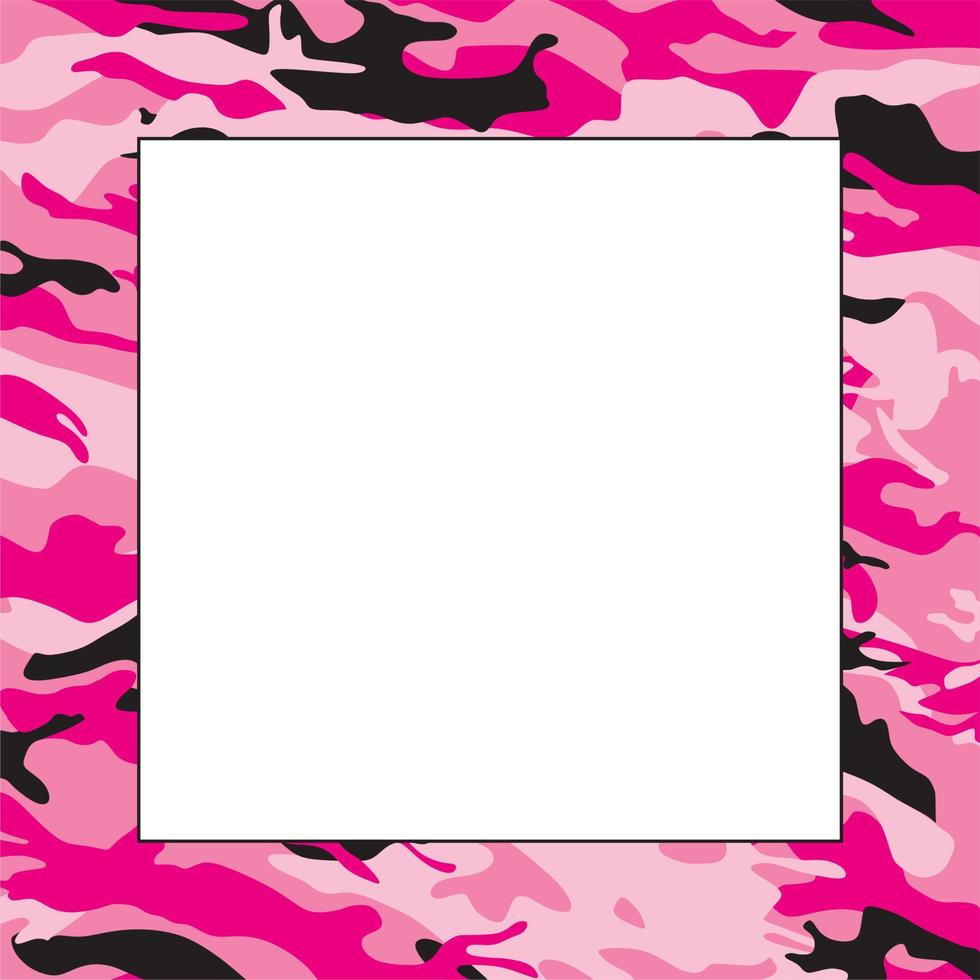 Camouflage pattern texture in pink shades. White sheet. Empty space. Border or frame. vector