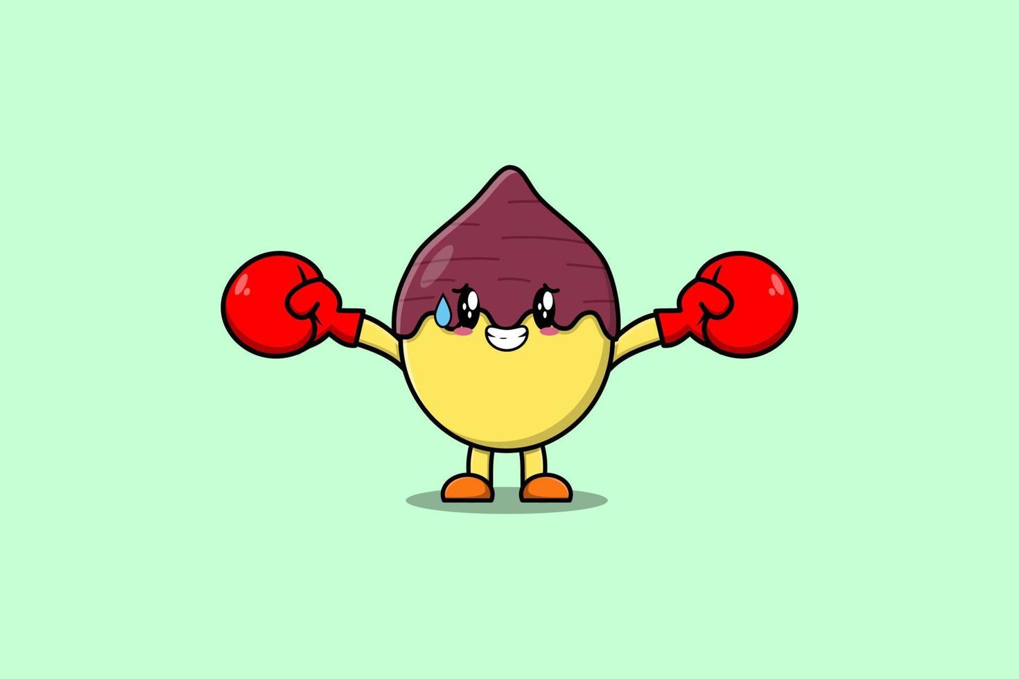 Cute Sweet potato mascot cartoon playing boxing vector