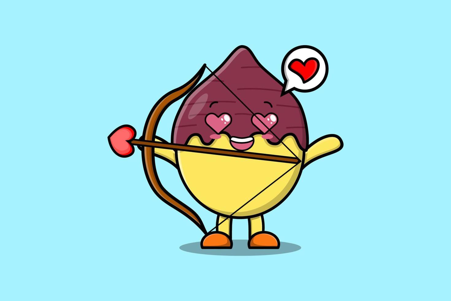 linda mascota de dibujos animados romántico cupido batata vector