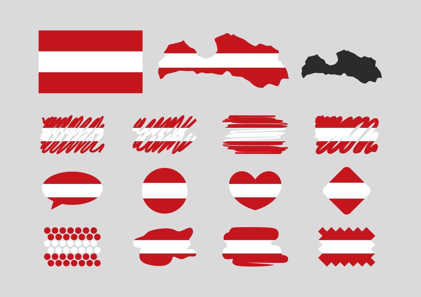 Symbols collection with the flag of Latvia design and map. vector