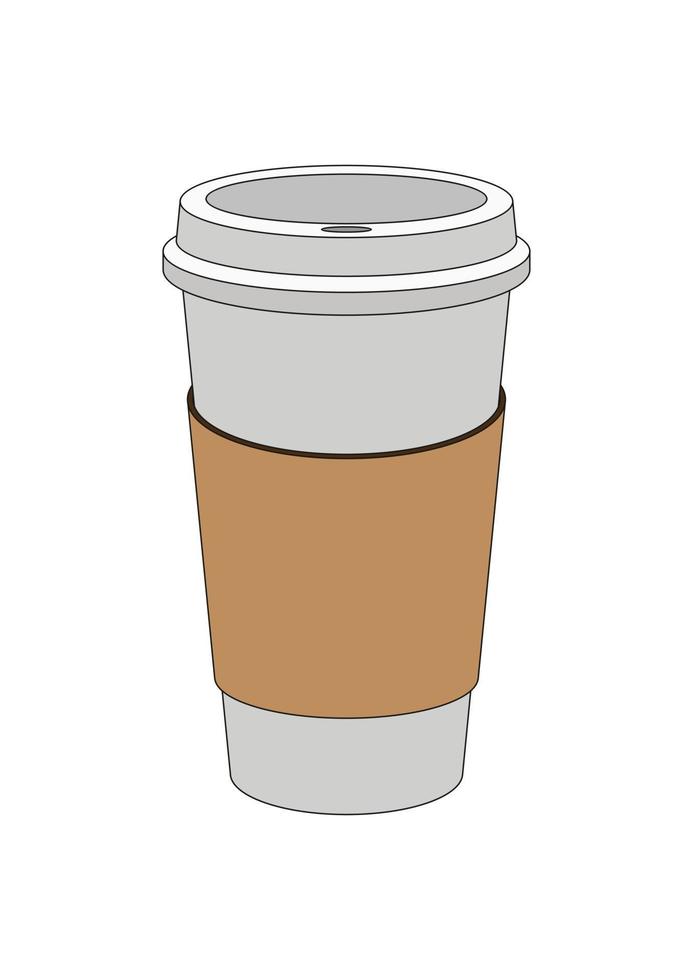 Isolated Disposable Coffee Cup Vector Icon.