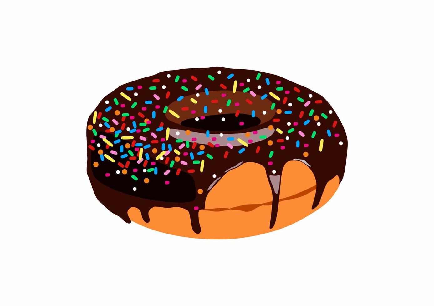 donut vectorial con chocolate negro. icono de dona. postre dulce. comida rápida. concepto de icono de objeto de comida aislado. torta redonda glaseada. vector