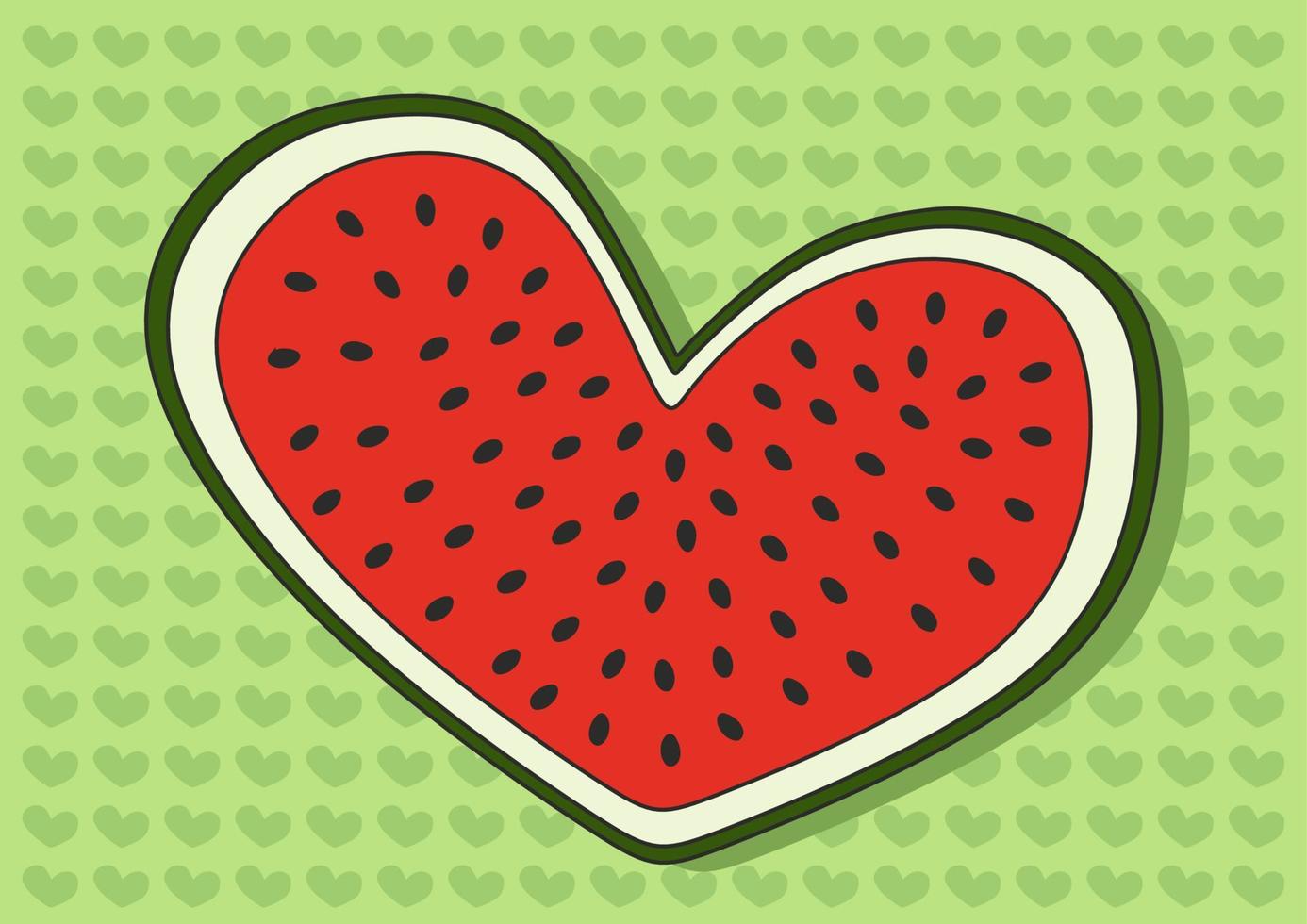 Nice watermelon background with heart shape. vector