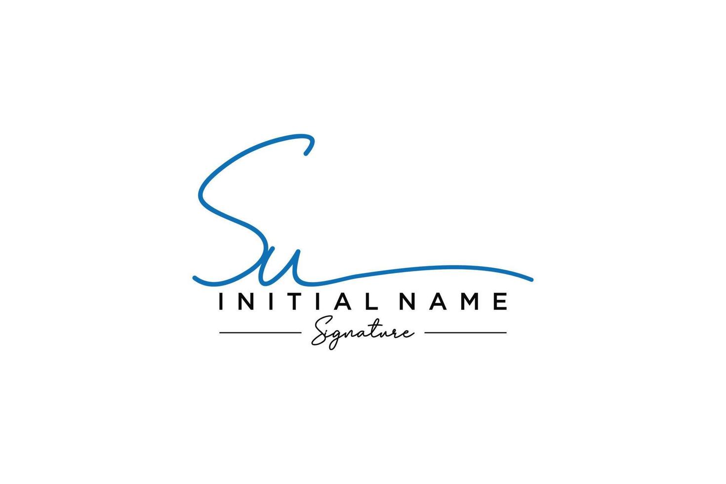 Initial SU signature logo template vector. Hand drawn Calligraphy lettering Vector illustration.
