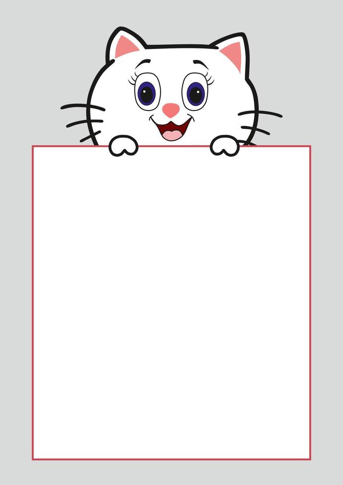 Cute cat holding whiteboard animal cartoon concept isolated vector