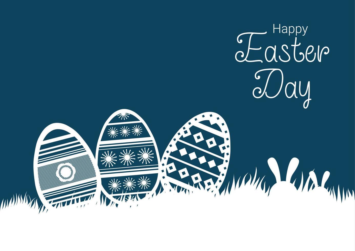 Easter eggs with bunny in grass vector