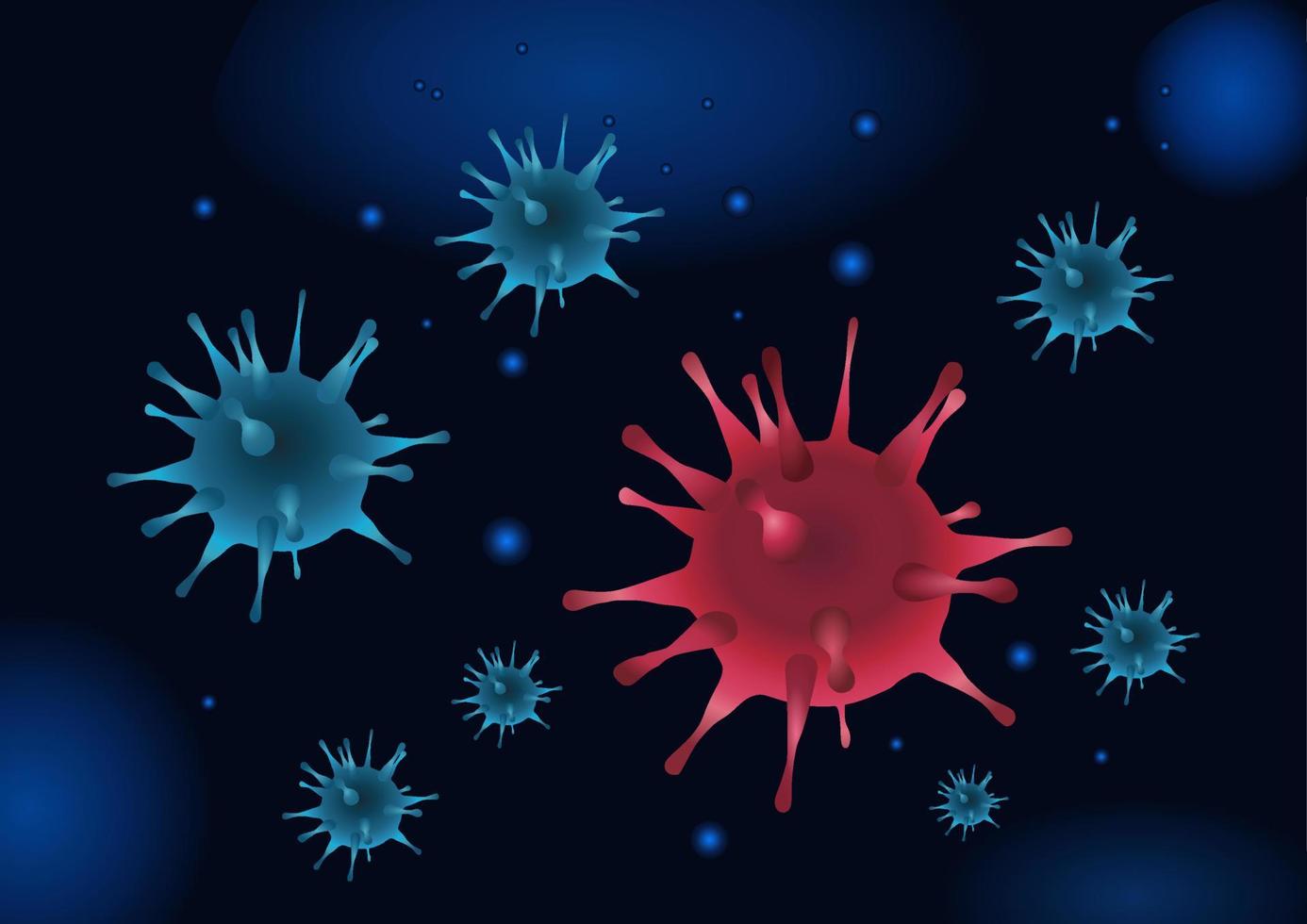 ilustración de coronavirus. nuevos virus mortales que causan enfermedades como el covid-19 o el sars. ilustración del organismo. virus visto micro. virus flotando en un entorno celular, antecedentes de influenza. rojo vector