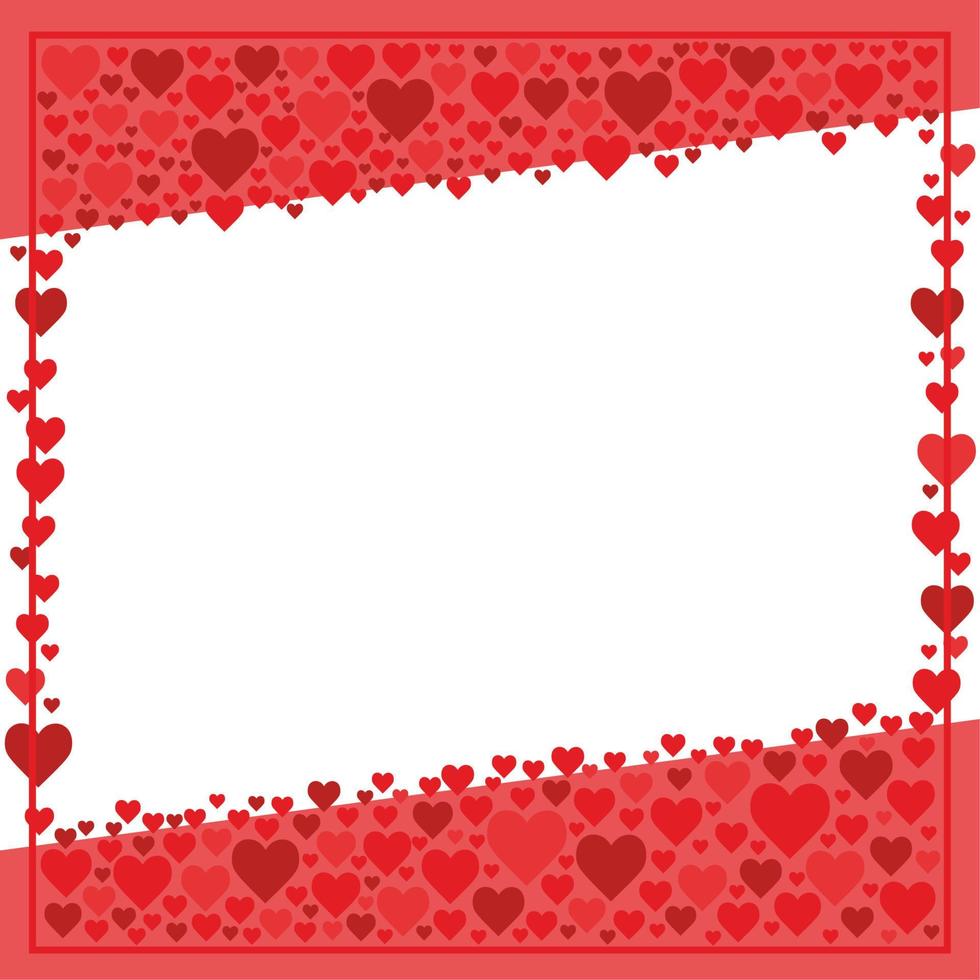 Red, pink and white square background color with stripe line shape. Hearts, Valentines day, love. Suitable for social media post and web. Frame, boarder for text, picture, advertisement. Empty space. vector