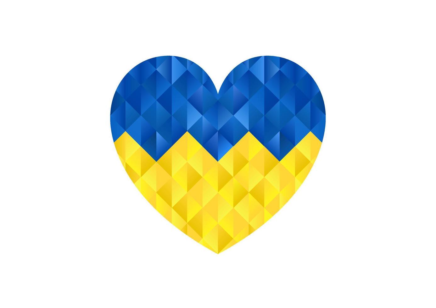fondo abstracto del corazón con la bandera de ucrania. oren por la paz ucrania ilustración vectorial sobre fondo blanco concepto de orar de luto por la humanidad sin guerra. vector