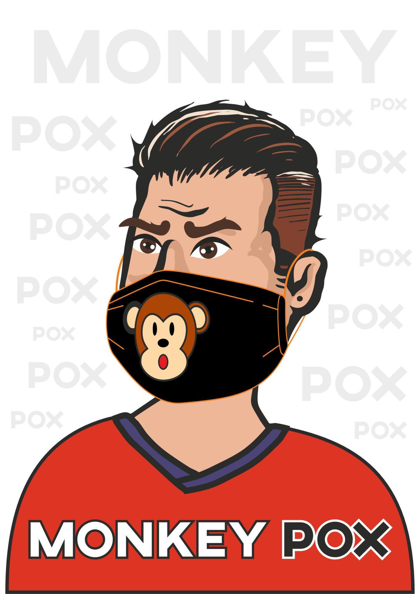 Man in a mask with monkey picture on a white background. Vector