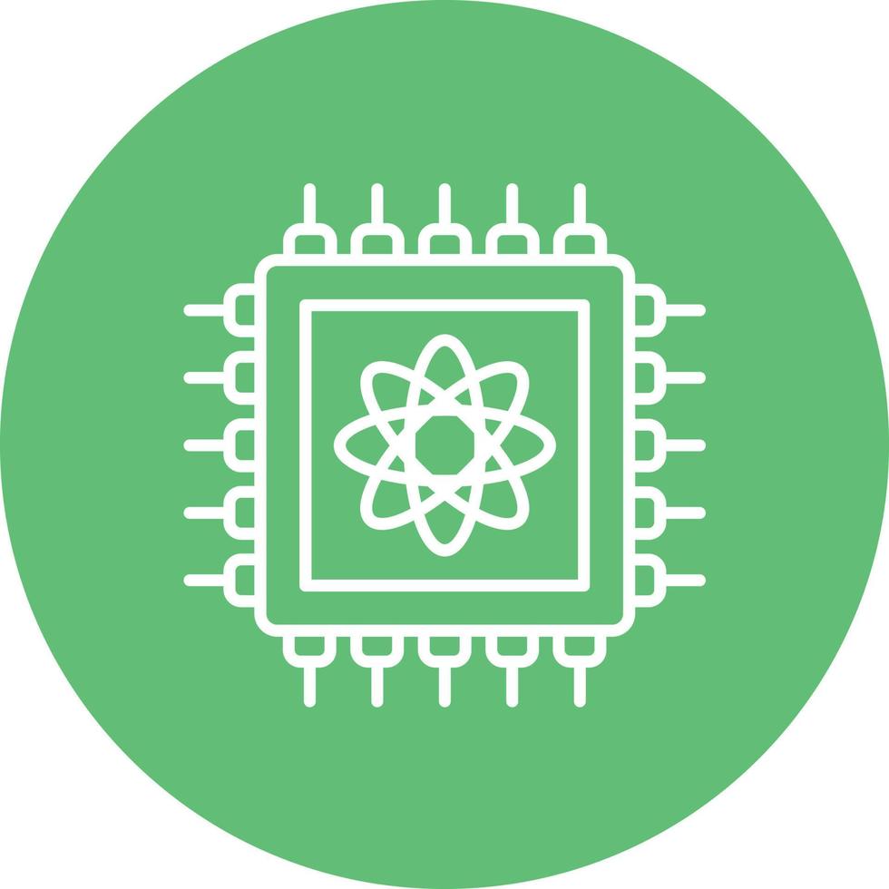 Quantum Computer Line Circle Background Icon vector