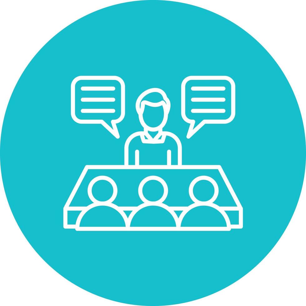 Group Interview Line Circle Background Icon vector