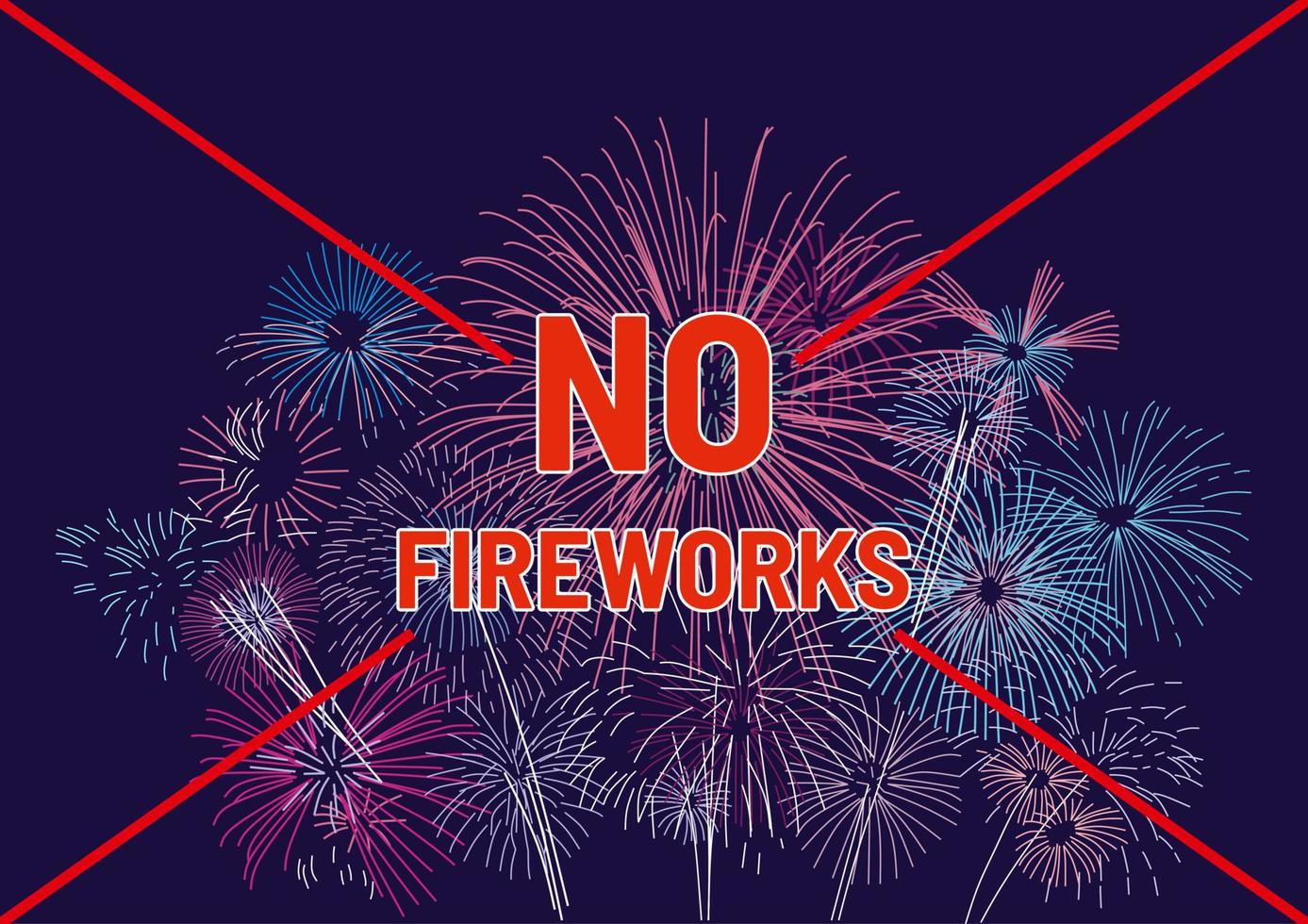 No, stop open firework. Brightly new year fireworks. Panorama party celebration for Merry Christmas or festival. vector