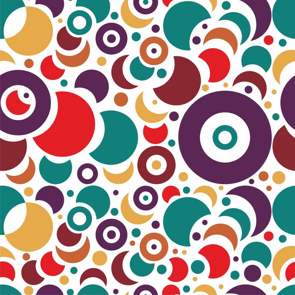 Abstract seamless pattern with stylized circles, geometric shapes, moons. Abstraction. Modern art. Print, textile, wrapping paper, fabric. vector