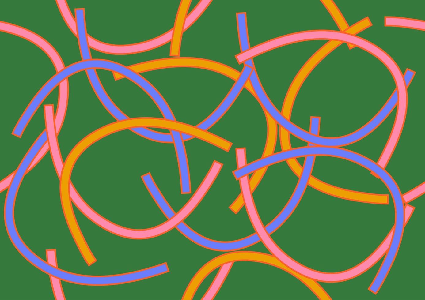 Colorful half wavy ring seamless pattern template. Green background. vector