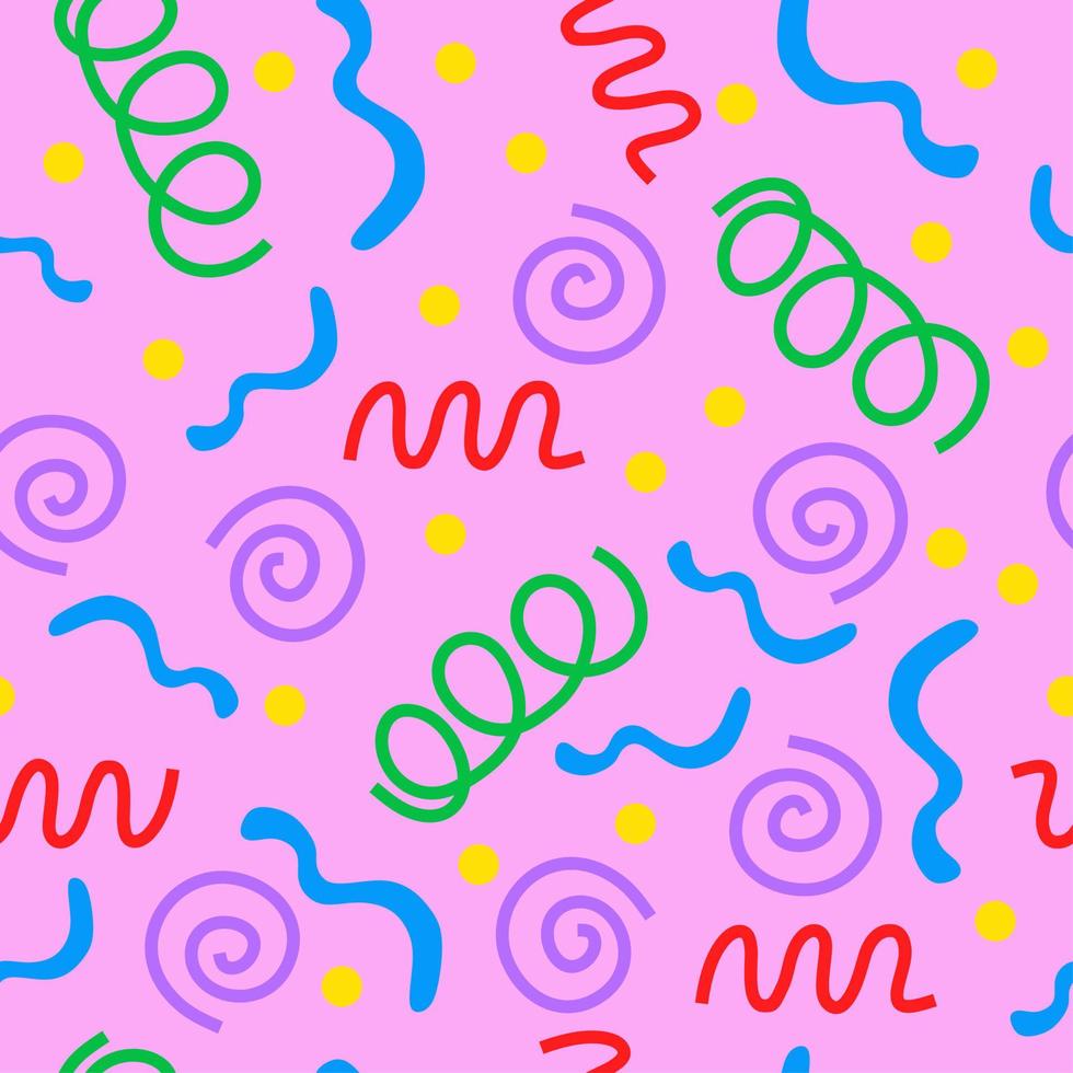 Geometric seamless pattern with colorful circles and spirals. vector