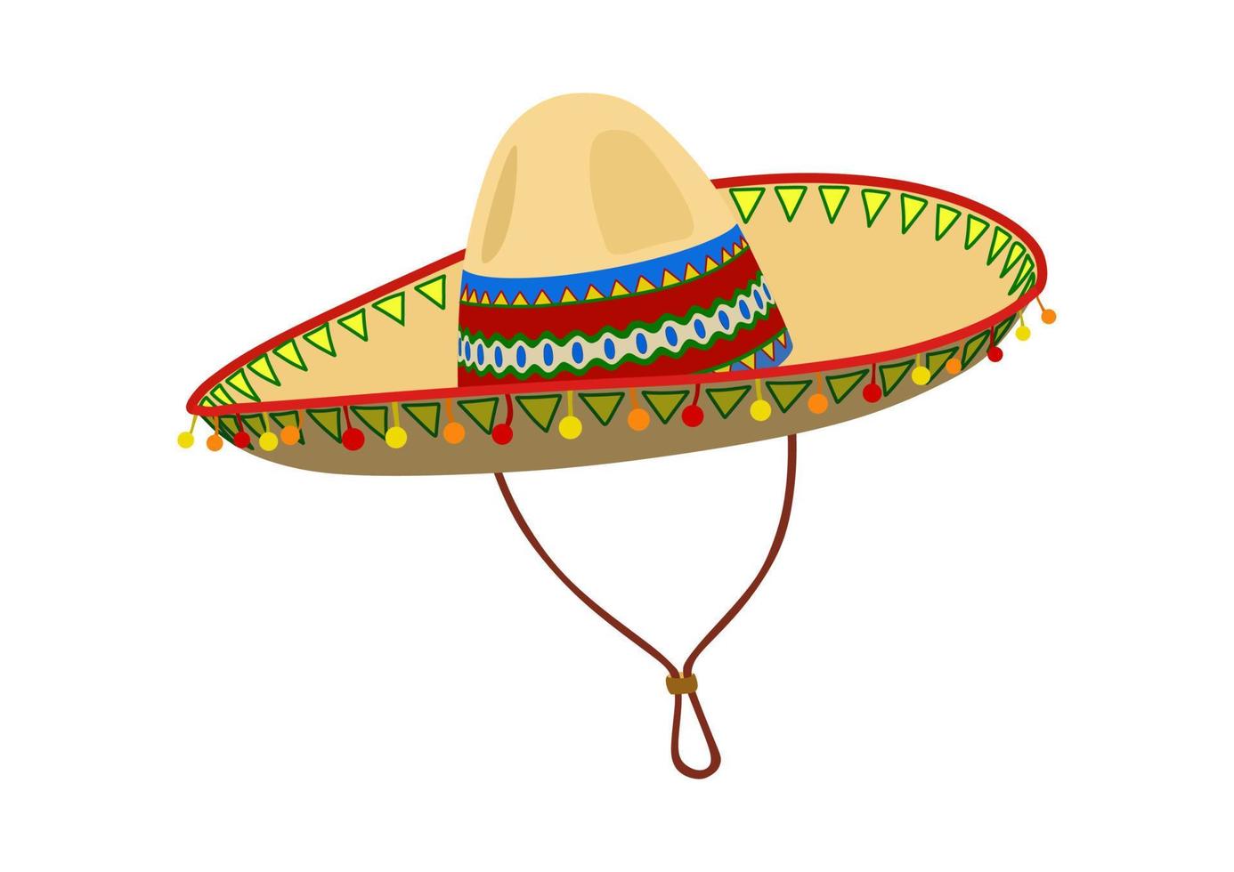 Mexican sombrero hat vector Illustration on a white background.