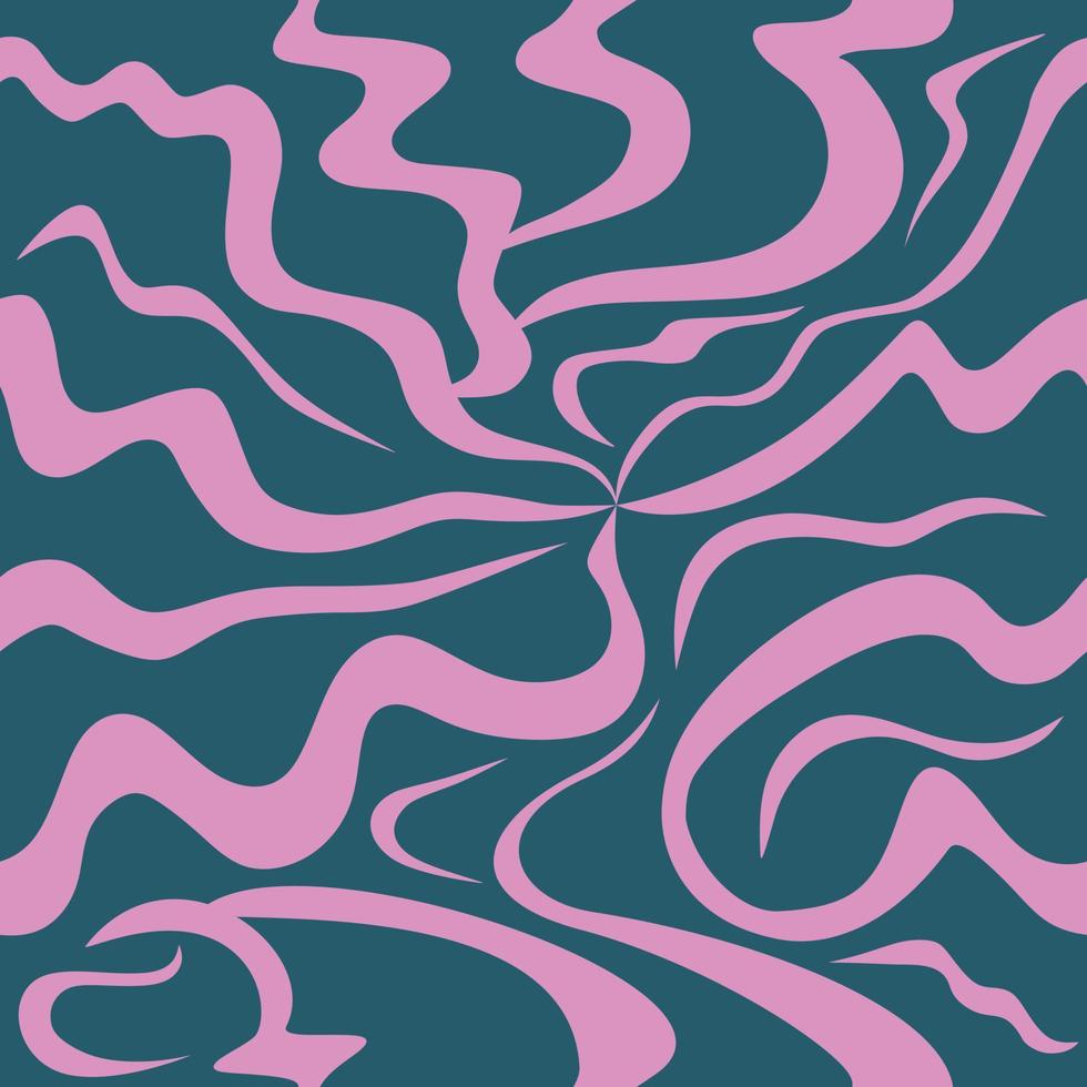 Violet wavy violet curliest shapes. Seamless pattern. Dark blue or green background color. Textile, wrapping, print, fabric. Lines or waves. vector