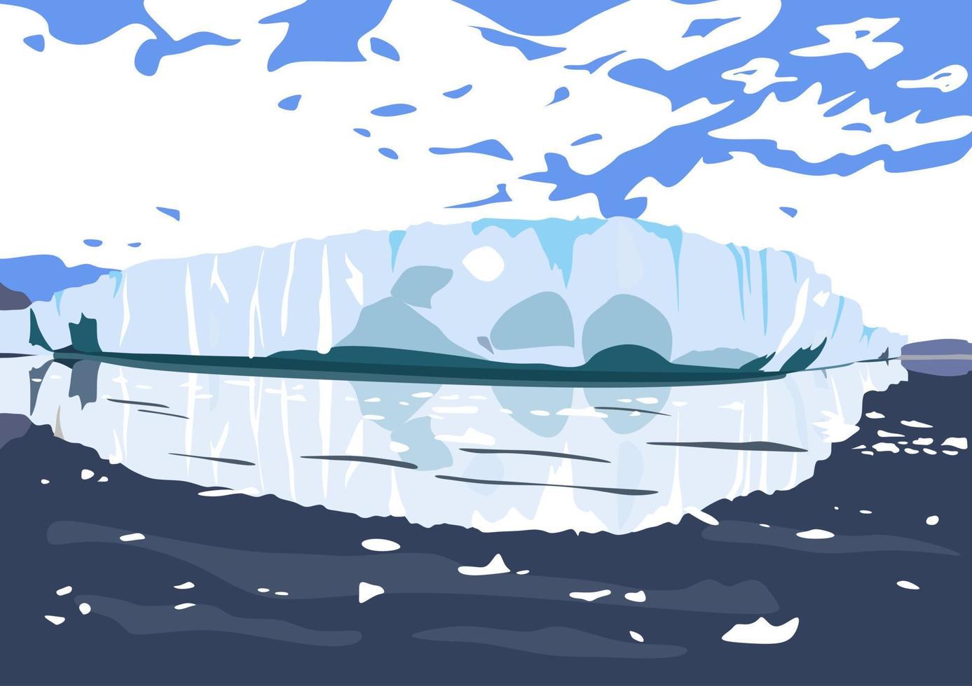 paisaje ártico con iceberg derritiéndose y glaciares flotando en el mar o el océano. concepto de alerta global y cambio climático. paisaje de Groenlandia. vector