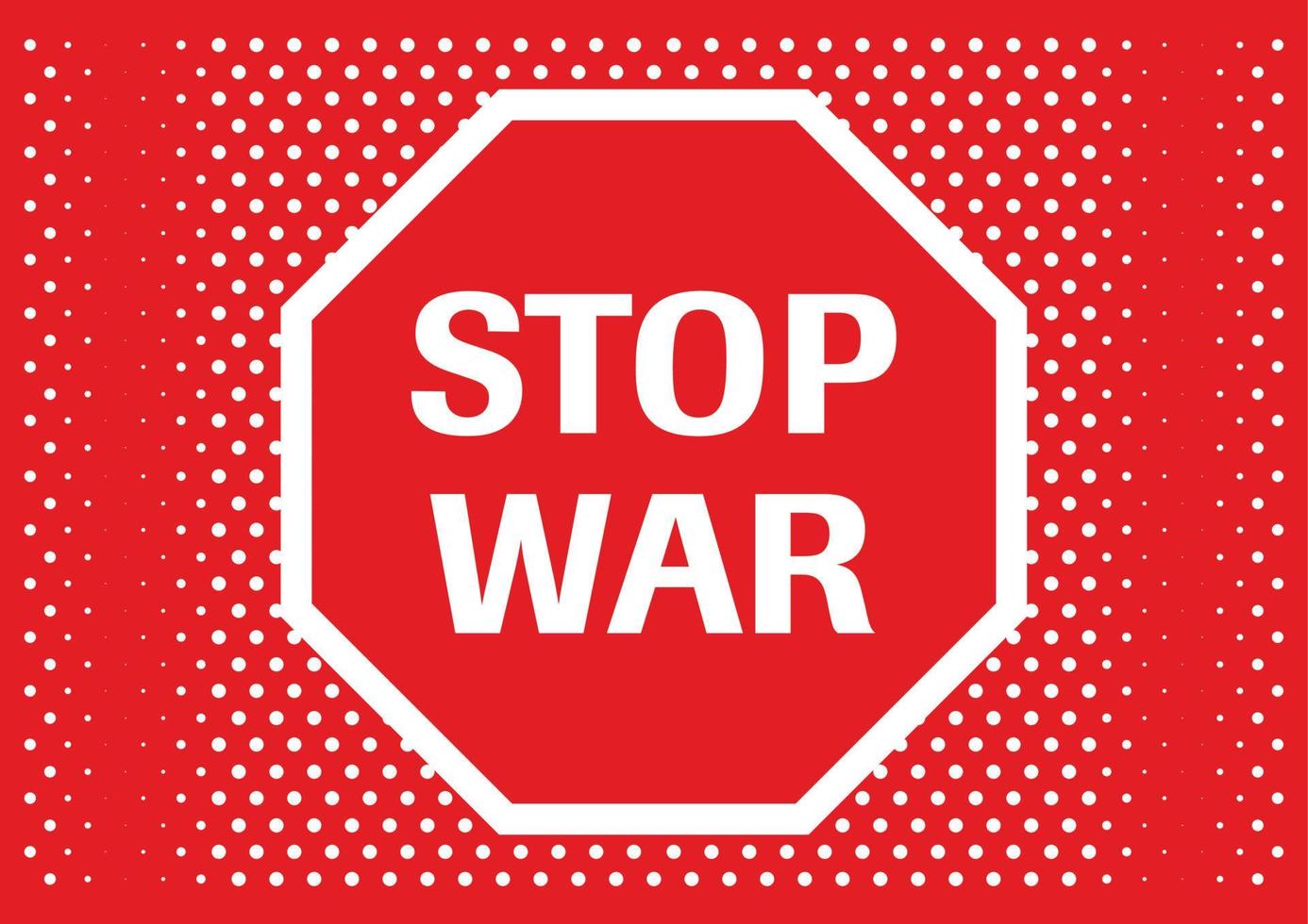 Stop war in Ukraine crossed out white sign. White words. Red background. vector