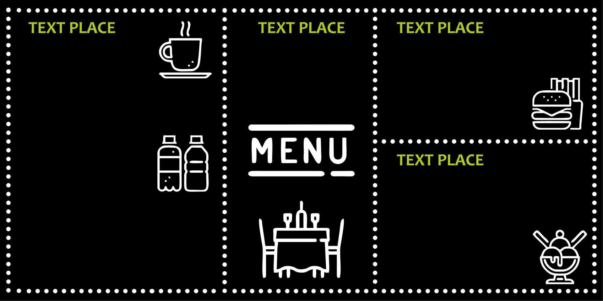 Bar menu template in blackboard style. vector