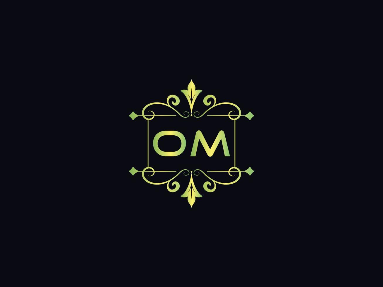 Typography Om Luxury Logo, Colorful Om Letter Logo Icon vector