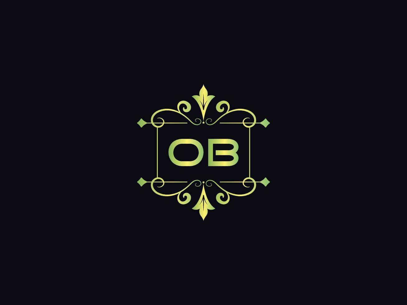 Typography Ob Luxury Logo, Colorful Ob Letter Logo Icon vector