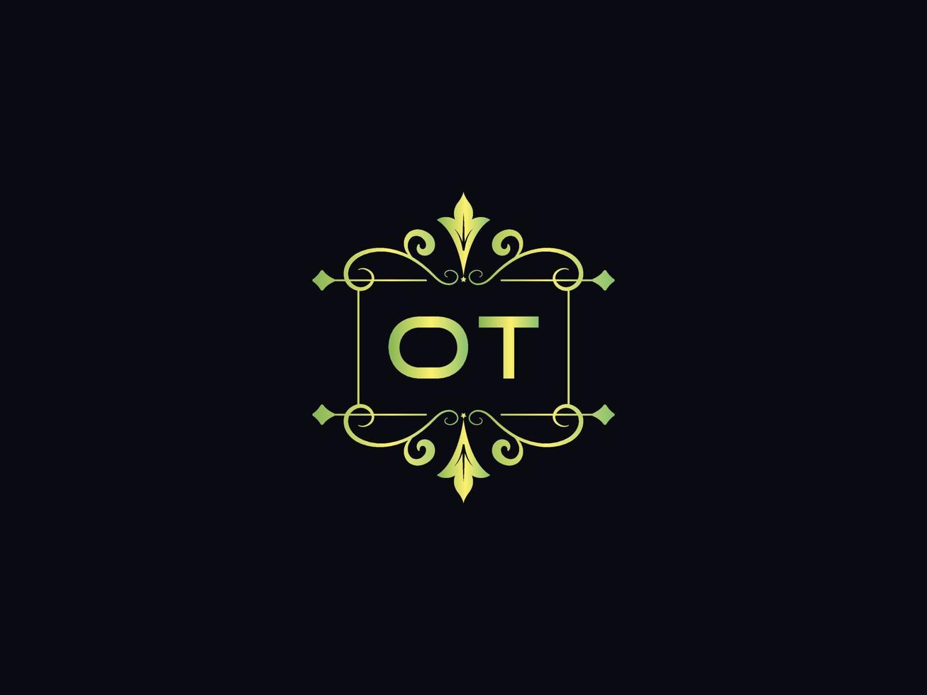 Typography Ot Luxury Logo, Colorful Ot Letter Logo Icon vector
