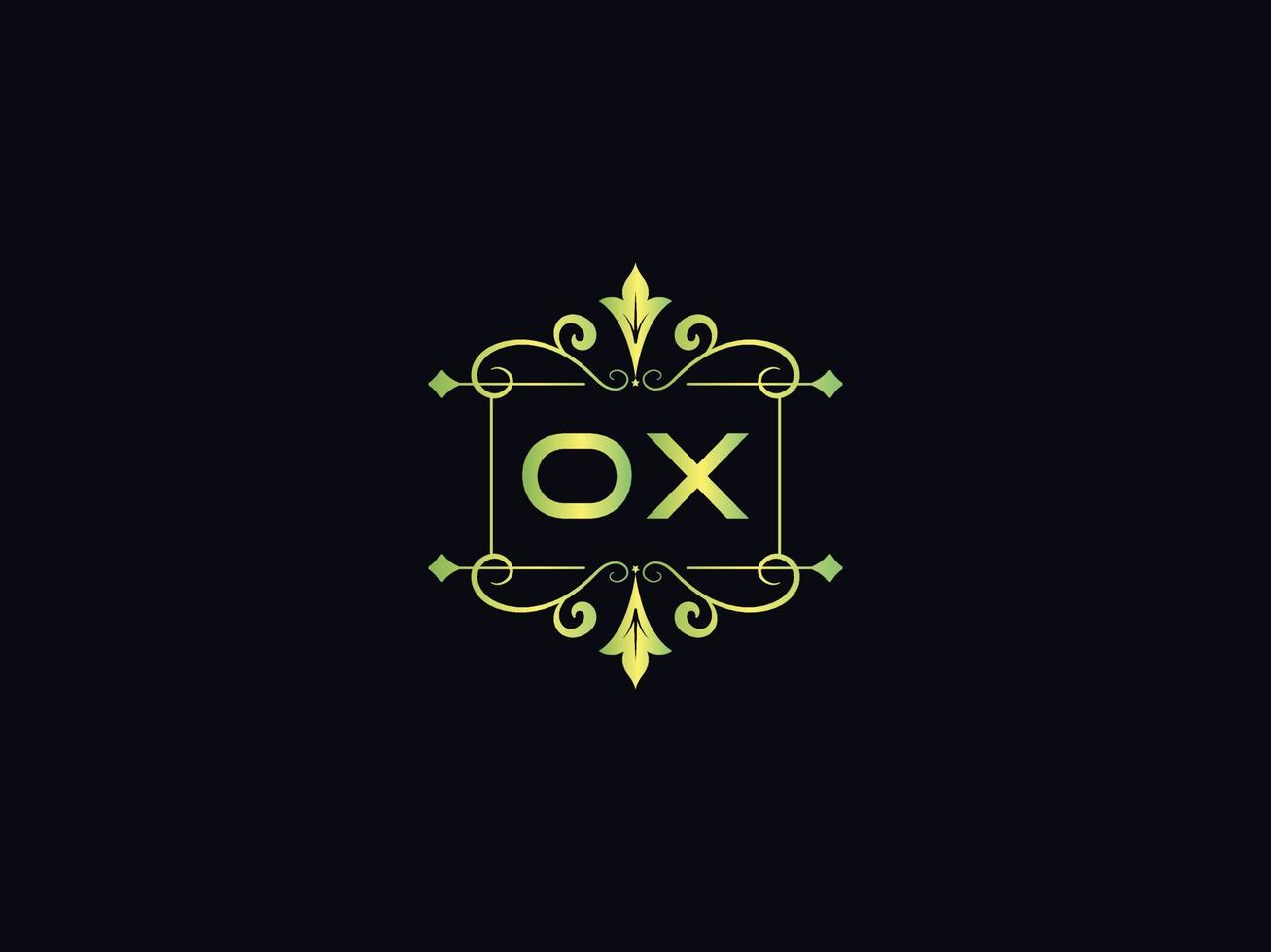 Typography Ox Luxury Logo, Colorful Ox Letter Logo Icon vector