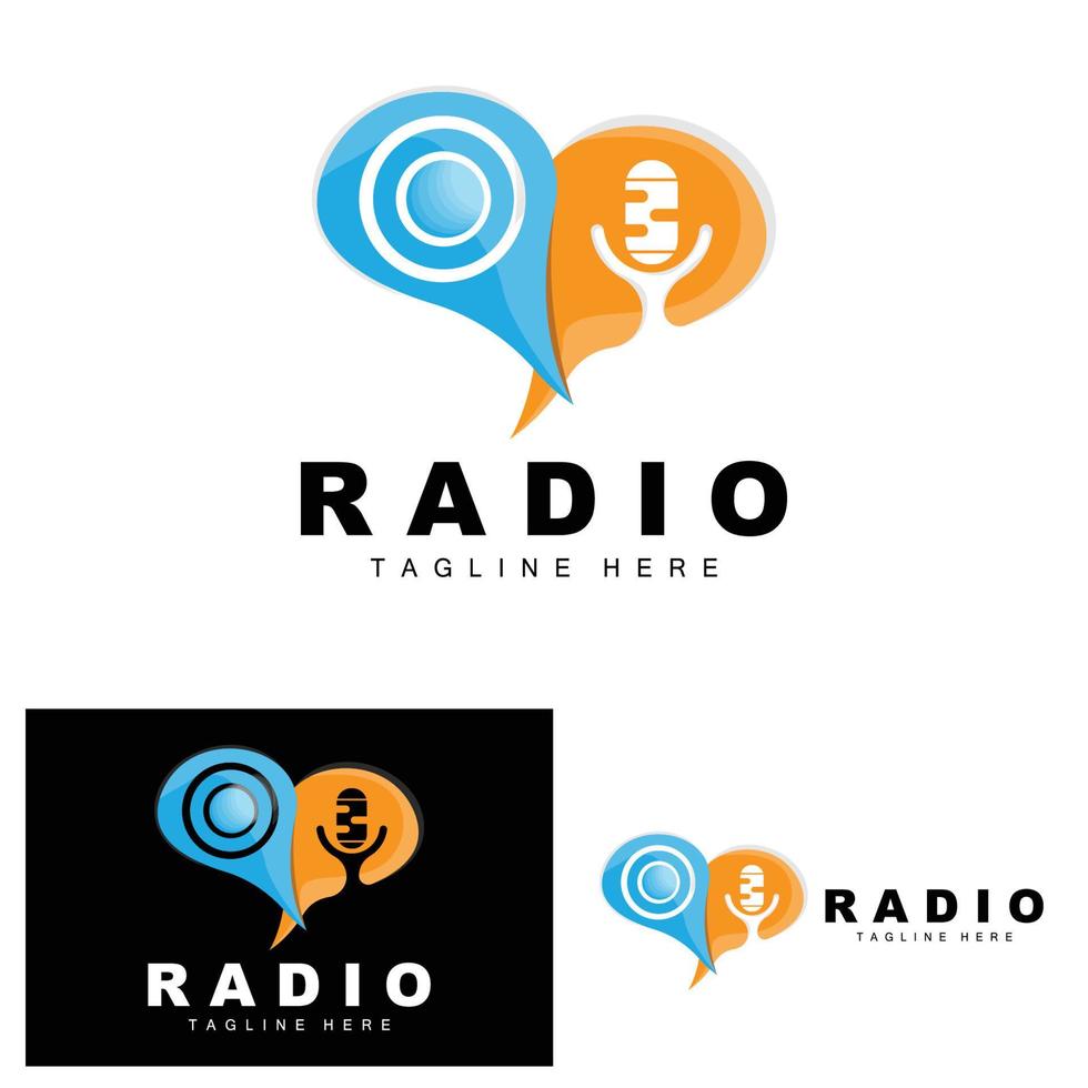 logotipo de radio de café, diseño de radio de podcast, icono de café, vector de marca de producto de logotipo de café café