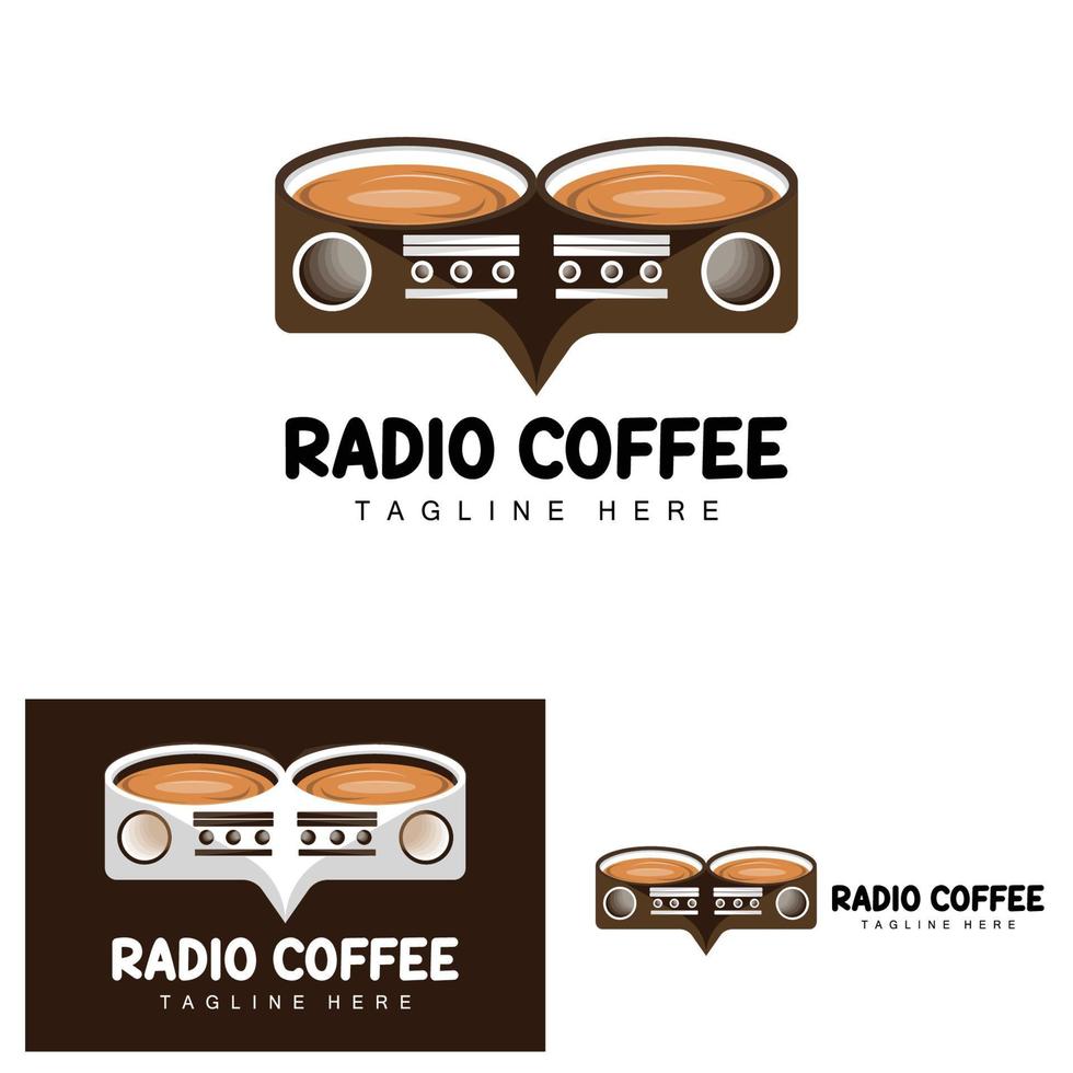 logotipo de radio de café, diseño de radio de podcast, icono de café, vector de marca de producto de logotipo de café café