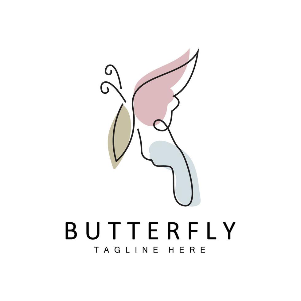 logotipo de mariposa, diseño animal con hermosas alas, animales decorativos, marcas de productos vector