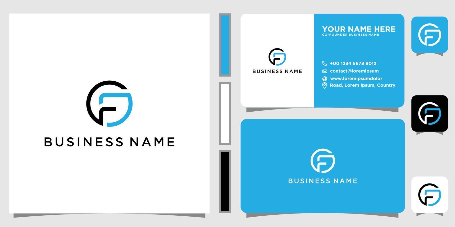 g f gf fg initial logo design vector graphic idea creative with business card template