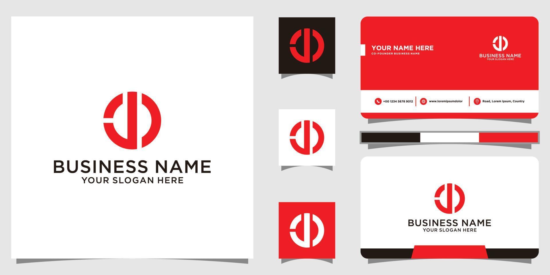 Letter Jo or Jb monogram logo with business card design vector