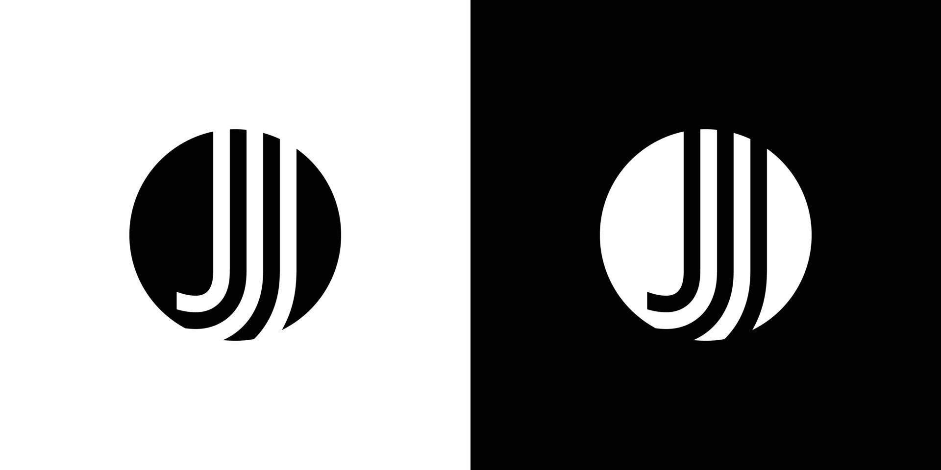 letter J, J double, J circle simple symbol logo vector