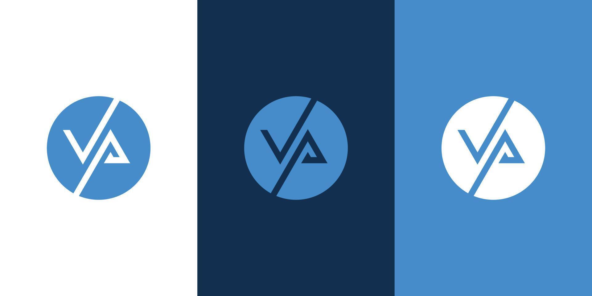 Initial letters VP circle shape blue simple logo vector