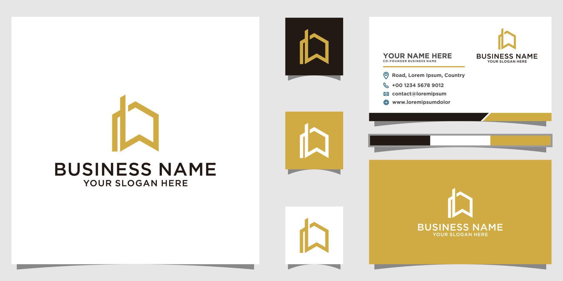 Real estate G letter logo with business card template vector