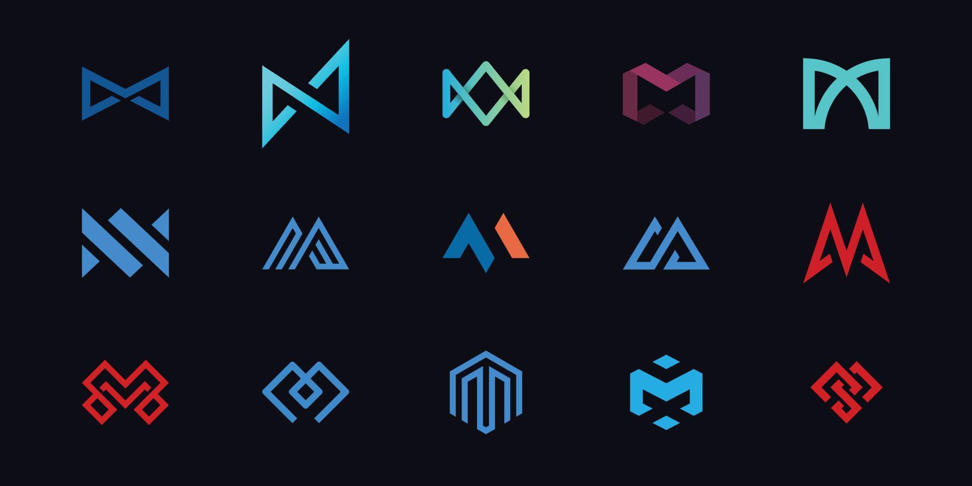 Set of alphabet symbols of letter M, such a logo. vector