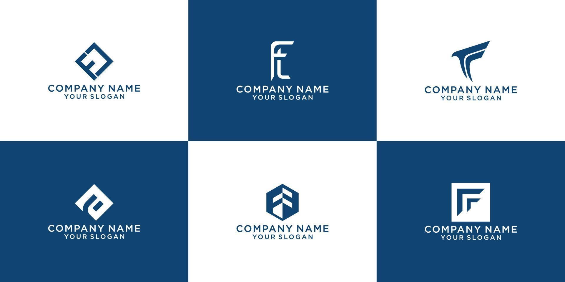 Set of initial letter F logo design template. icons for business of luxury, elegant, simple vector