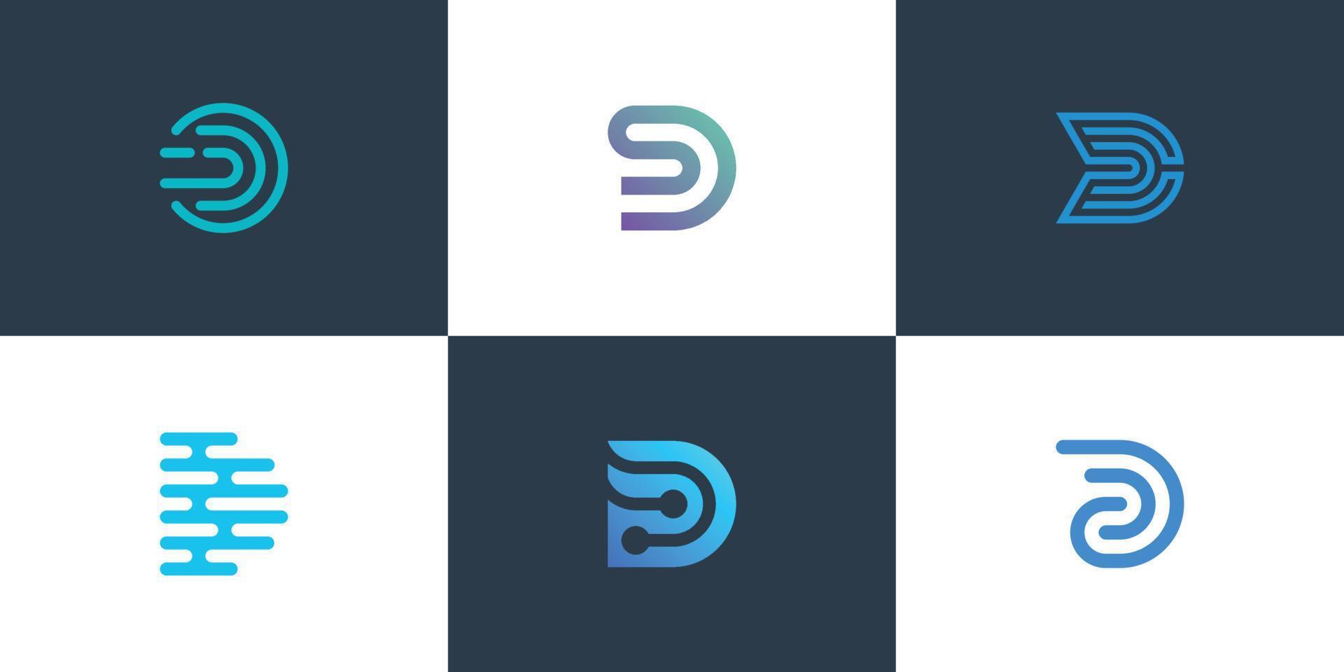 Set of letter d modern digital technology vector