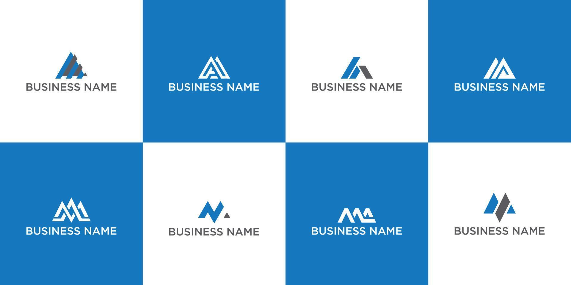 Monogram letter mm ma and m logo icon set design for business of fashion sport building simple vector