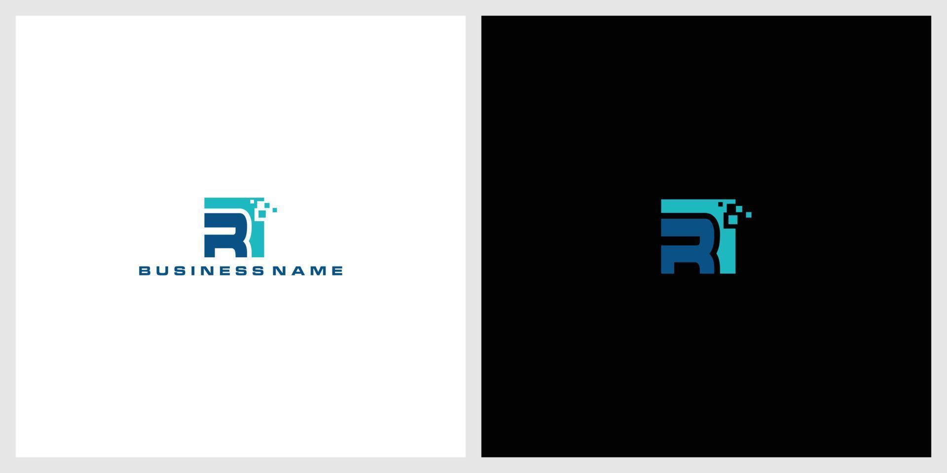 Letter R technology logo and digital logotype vector image