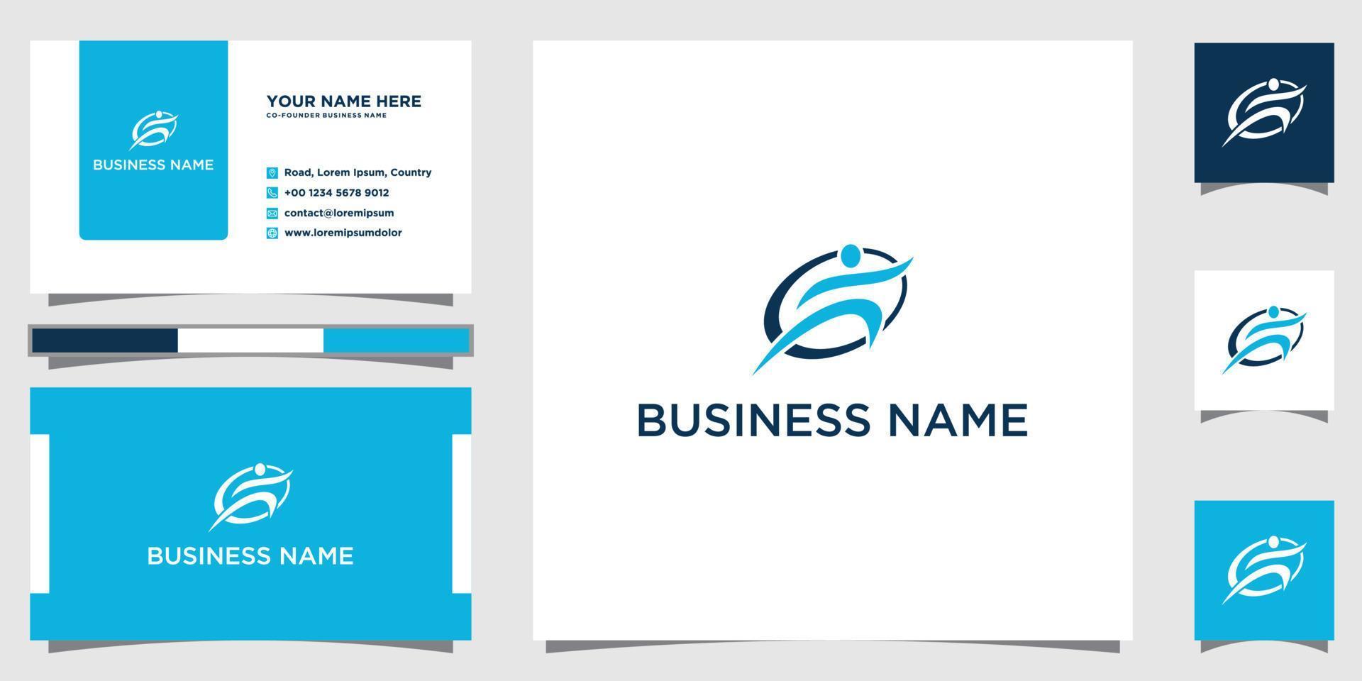 sports logo with business card template vector