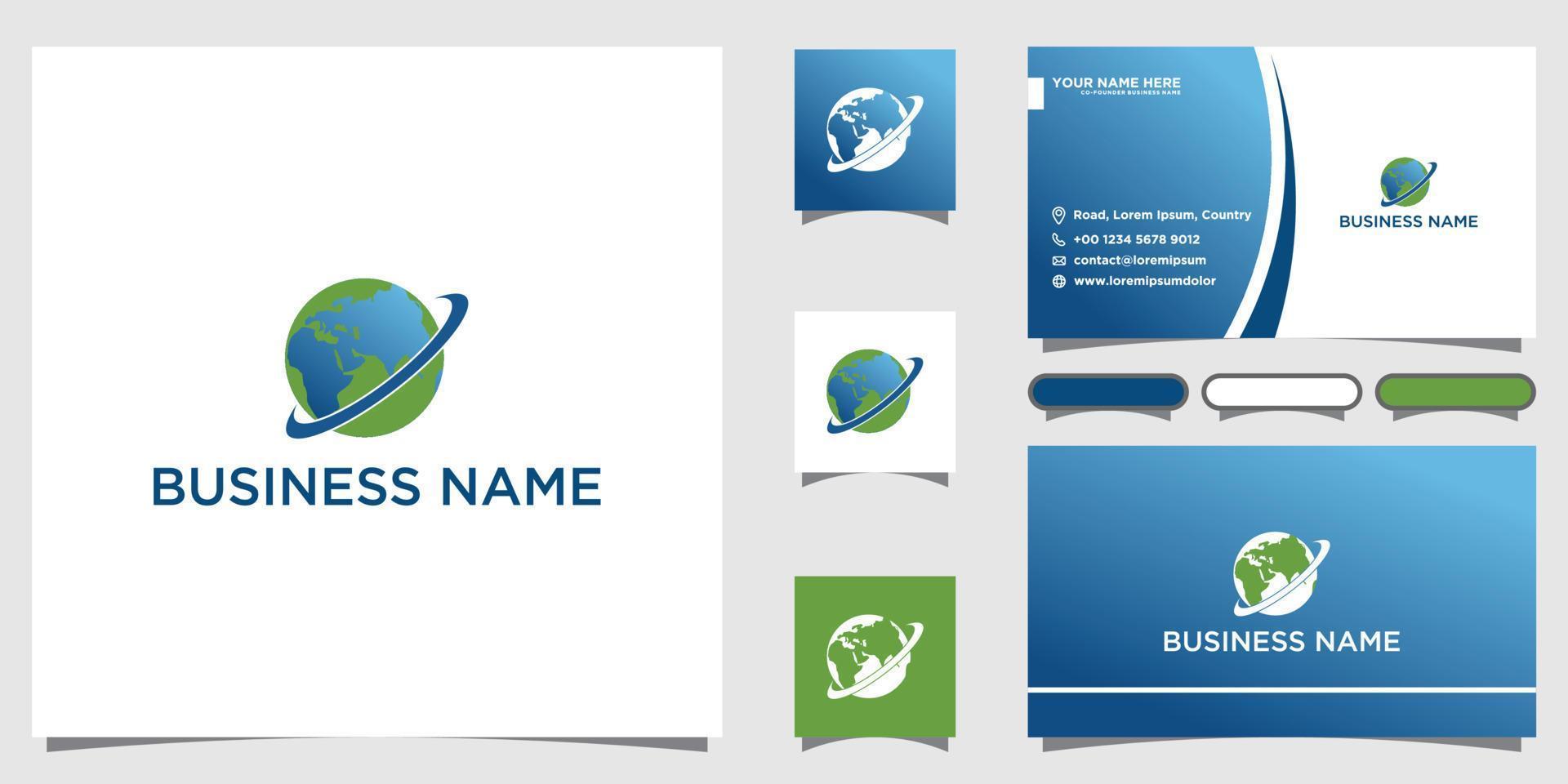 Creative World Concept Logo Design with business cadr Template vector