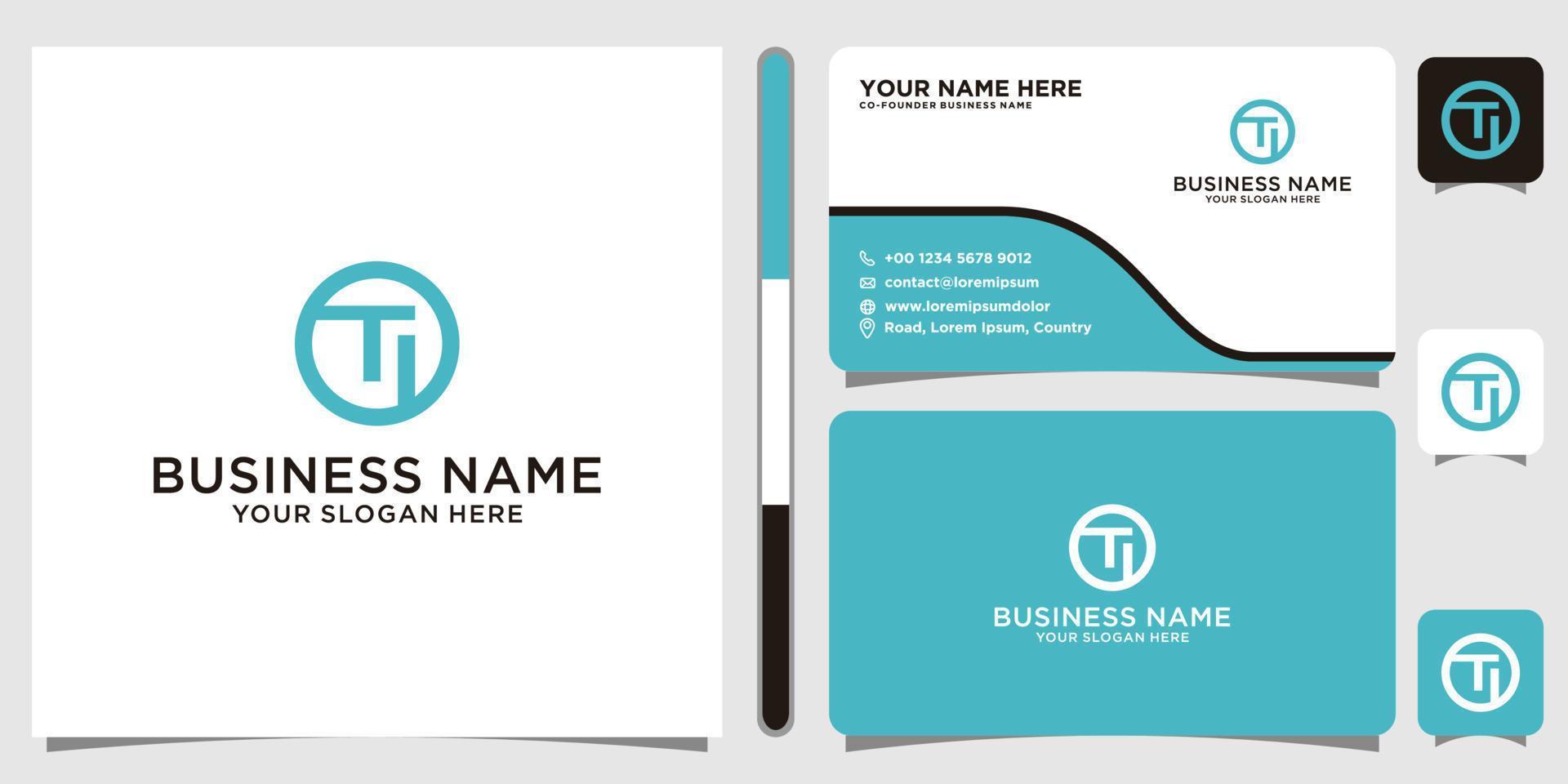 Letter TI or IT monogram logo with business card modern design template vector