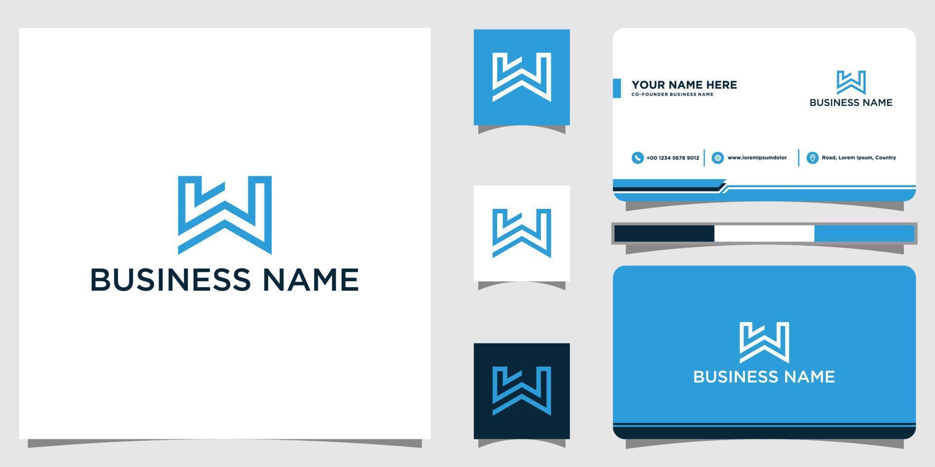 Abstract letters icon logo LW with business card template vector