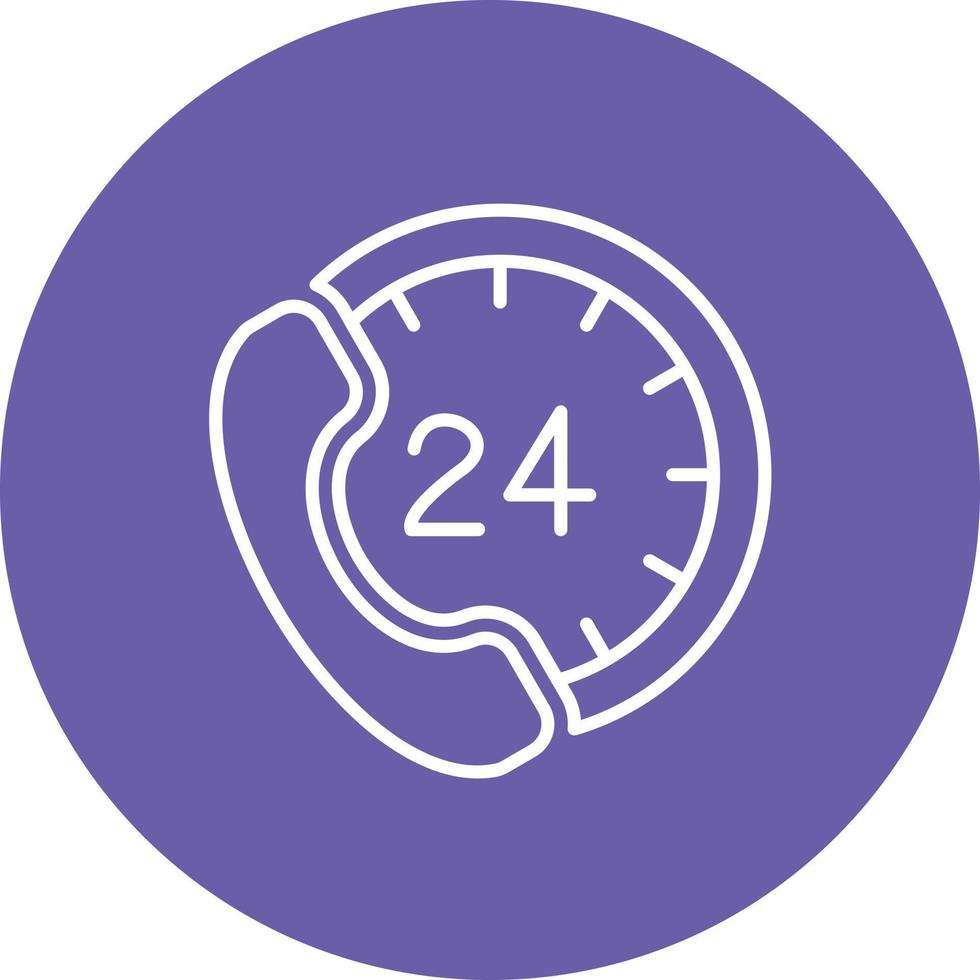24H Support Line Circle Background Icon vector