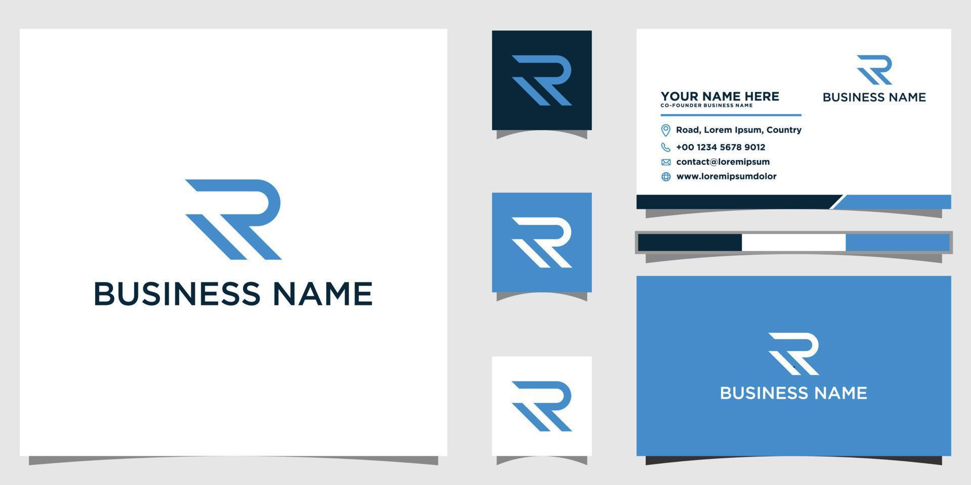 monogram initial letter R RR logo with business card template. vector