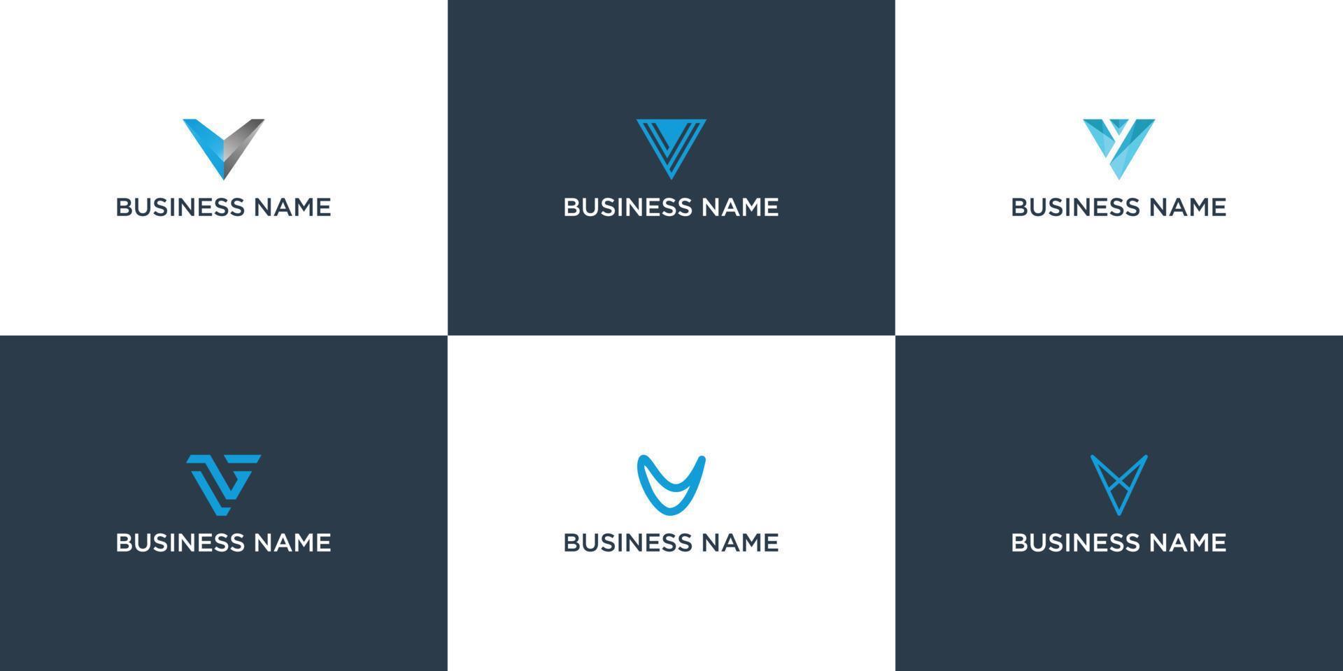 a collection of initial letter V logo design inspiration for business, and technology vector